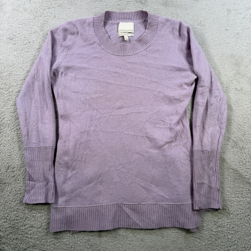 Cynthia Rowley Sweater Womens Medium Purple 100% Cashmere Crewneck Soft Pullover